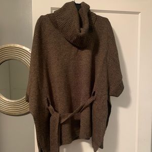 Brown Wool Sweater Poncho
